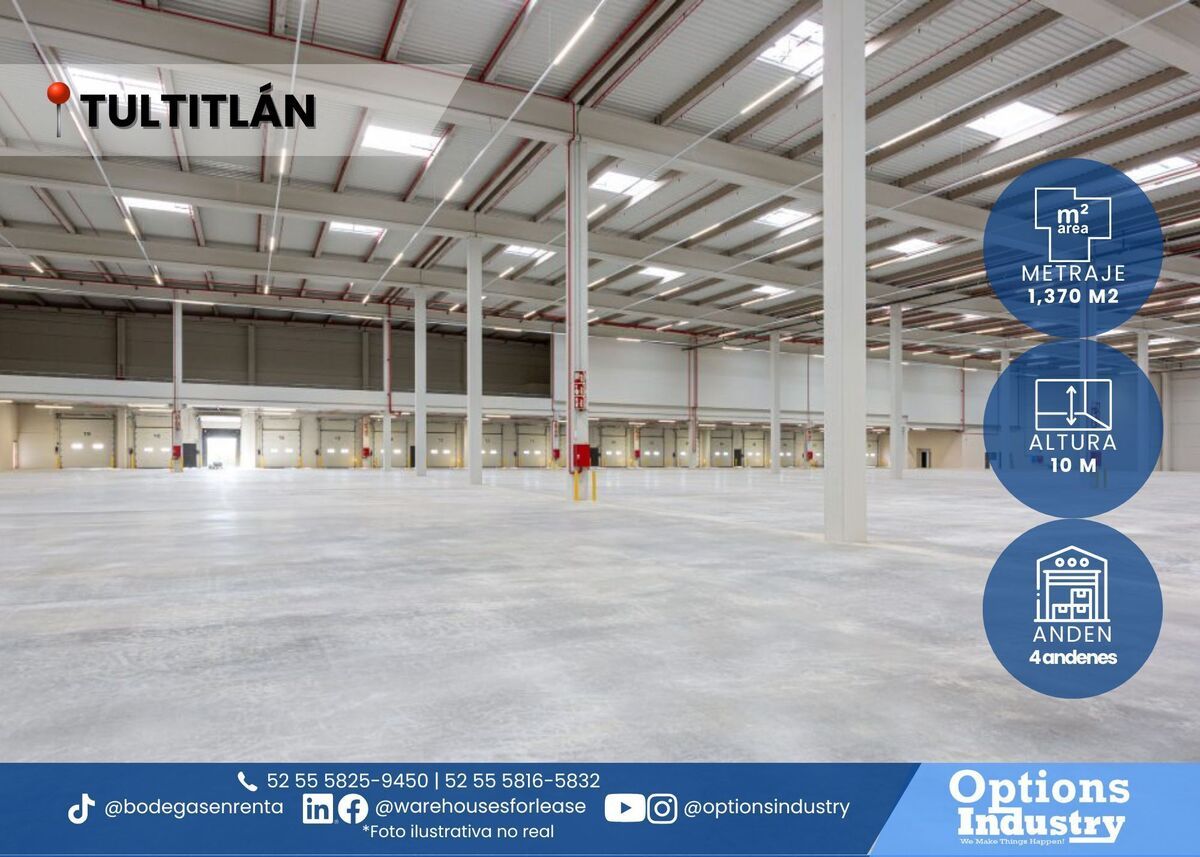 1 de 3: Bodega en parque logístico Tultitlán en renta