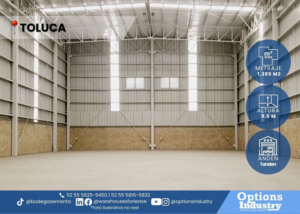 1 de 3: Bodega en parque logístico Toluca en renta