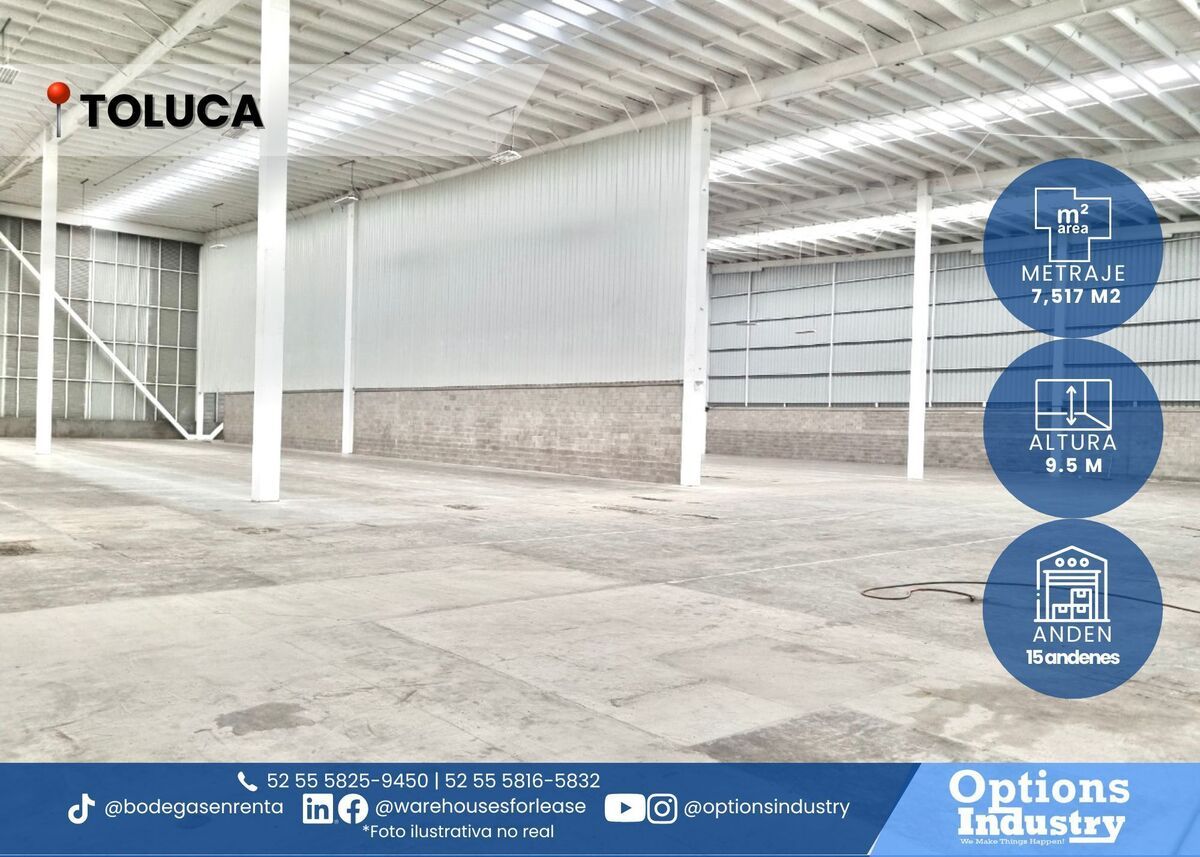 1 de 3: Oportunidad de renta de nave industrial en Toluca