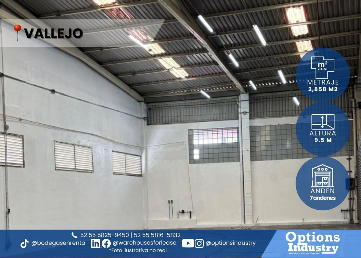 1 de 4: Bodega en parque logístico Vallejo en renta