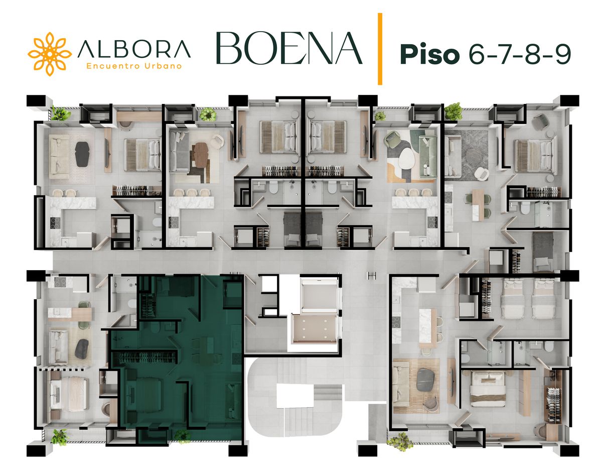 3 of 10: Planta arquitectónica general – BOENA, niveles 6, 7, 8 y 9