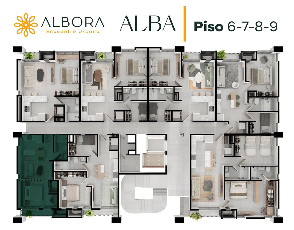 3 of 10: Planta arquitectónica general – ALBA, niveles 4, 5 y 10