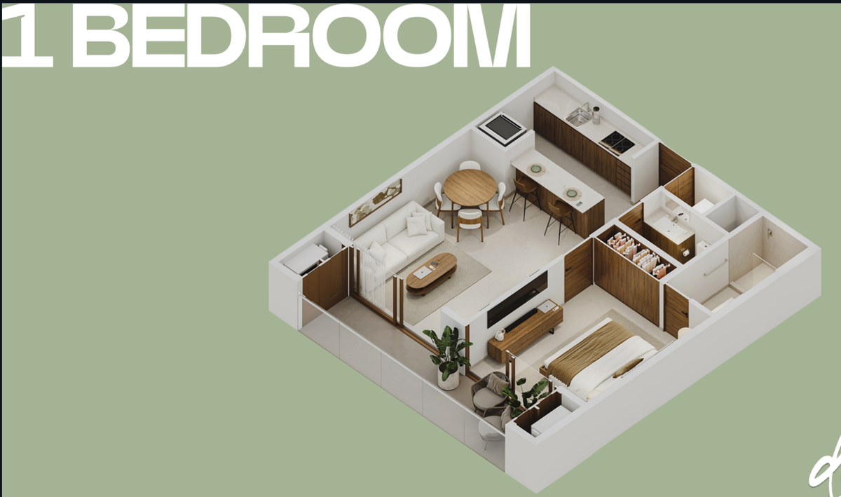 25 de 35: Depto. 1 Recámara, 64.20m2