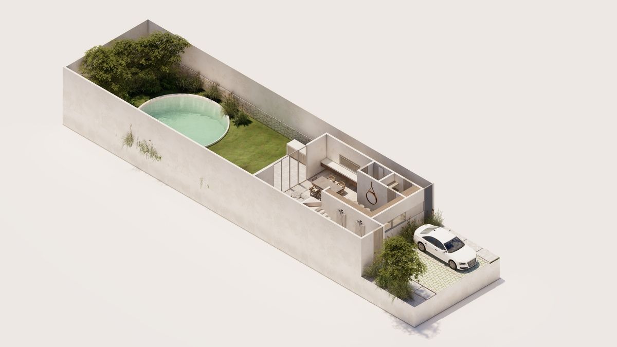 3 de 6: Isométrico Modelo 3 planta baja Residencial Ki 68