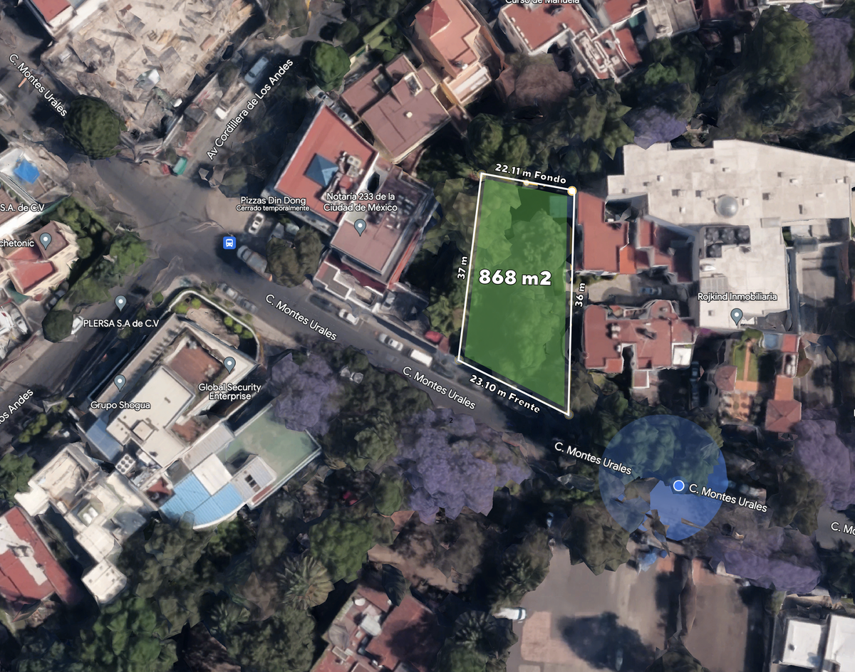 Terreno en venta Montes Urales, Lomas de Chapultepec. Uso de Suelo, 868 M² - foto 1