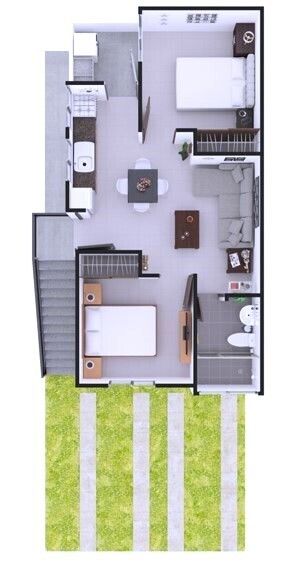 2 de 6: Departamento Planta Alta 48.56 m2 Construcción.