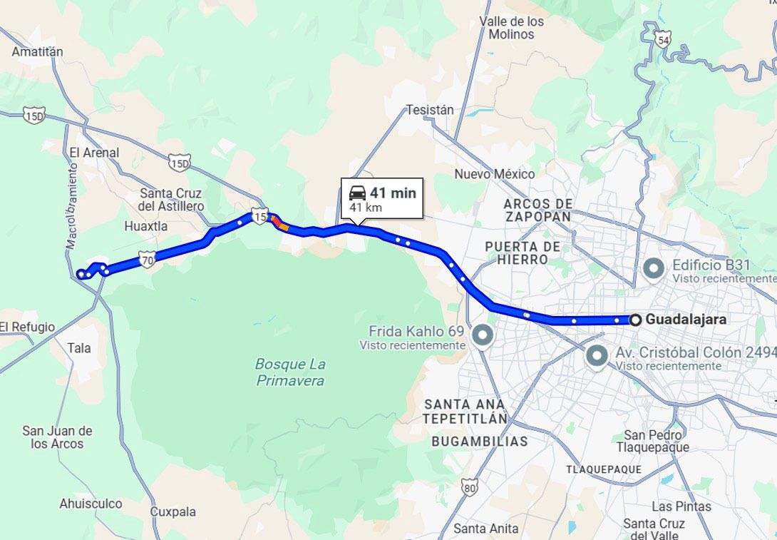 45 mins. apróx. para llegar a GUADALAJARA.