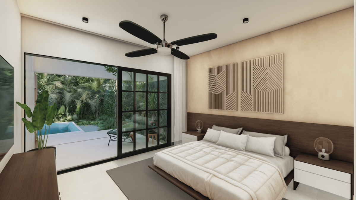 4 de 8: Recamara principal con vista a la terraza