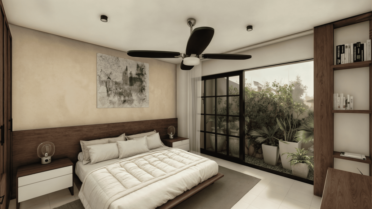 5 de 8: Recamara secundaria con jardín interior