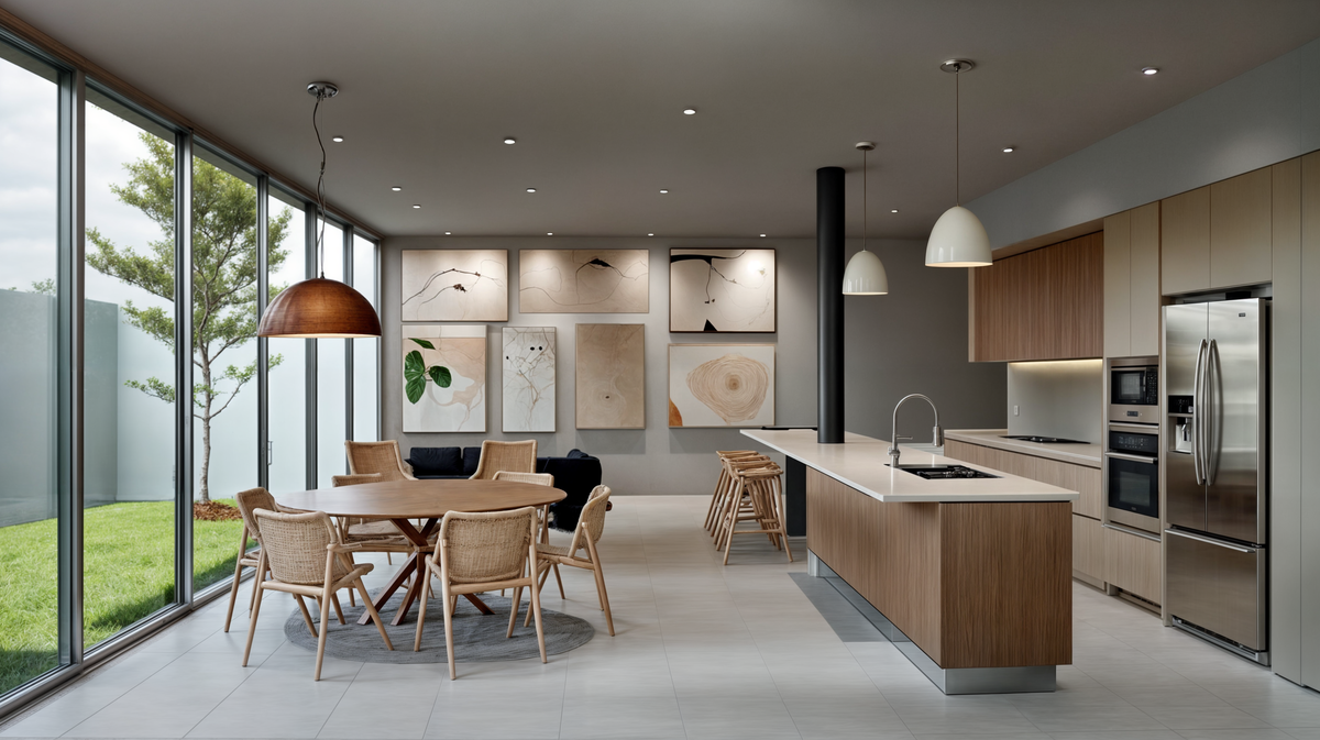 4 de 9: Gran Salon - Cocina con isla y  junto al jardín privado