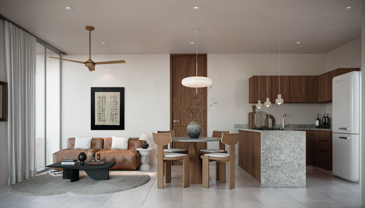 1 de 6: Sala, Comedor, Cocina