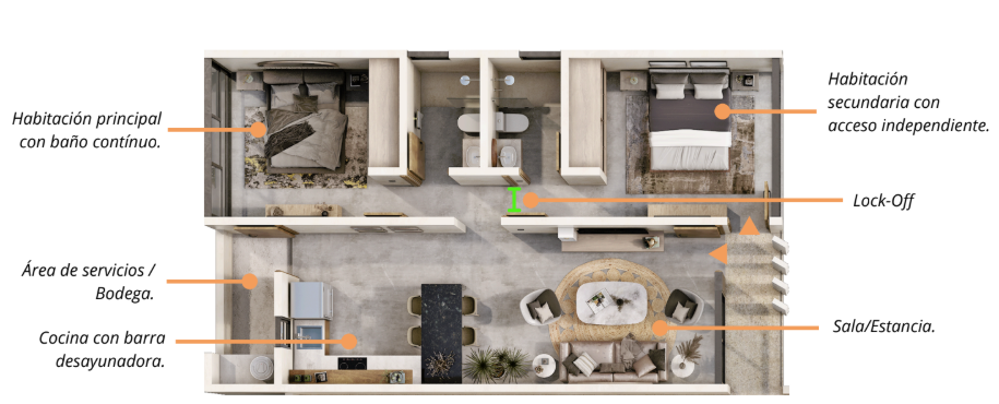 5 de 15: PLANTA BAJA DEPTO 2 RECAMARAS
