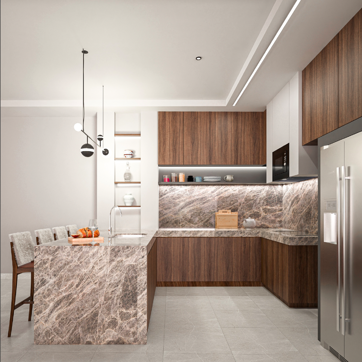 5 de 10: Render de cocina.