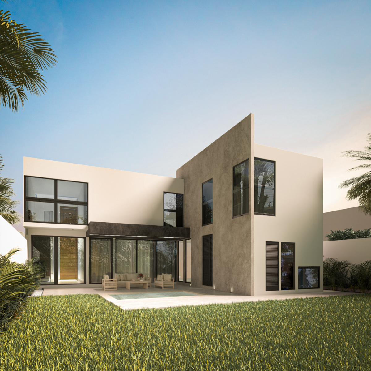 7 of 13: Render de piscina y patio interior.