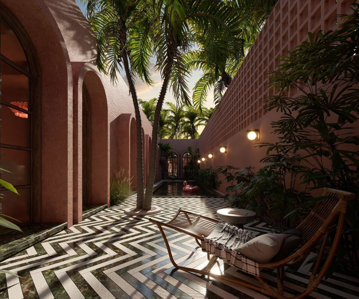 1 of 7: Alberca y patio interior