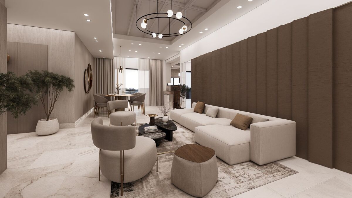 1 de 12: Render Apartamento Tipo A: Sala