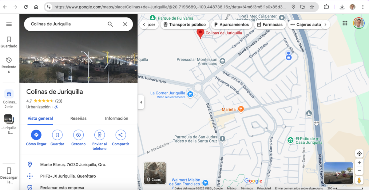4 de 34: En google maps poner COLINAS DE JURIQUILLA
