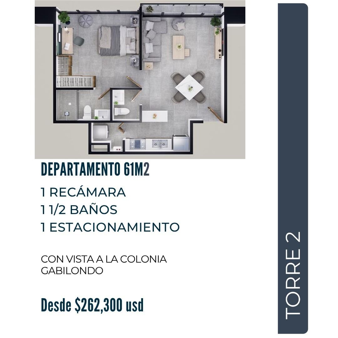 2 de 7: Depa de 61 m2