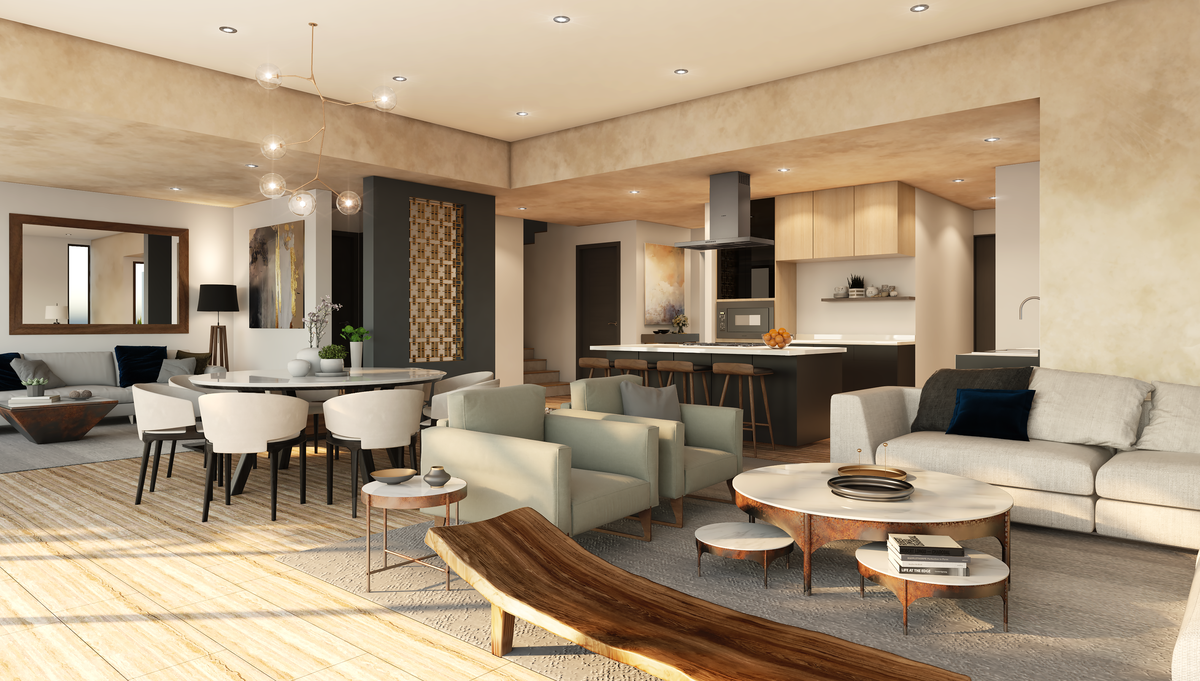 2 de 12: Sala, Comedor y Cocina