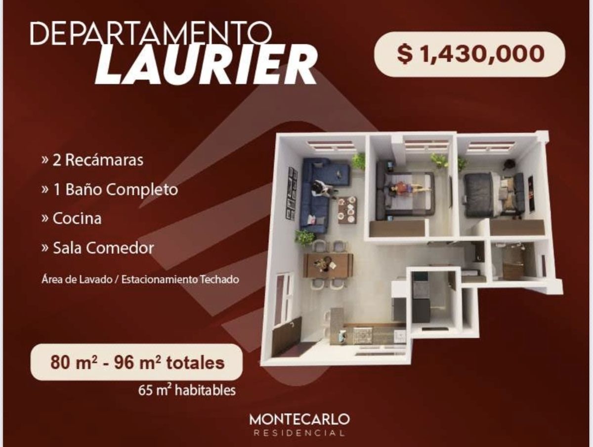 Modelo de Departamento Laurier ubicado en Montecarlo Residencial en Preventa