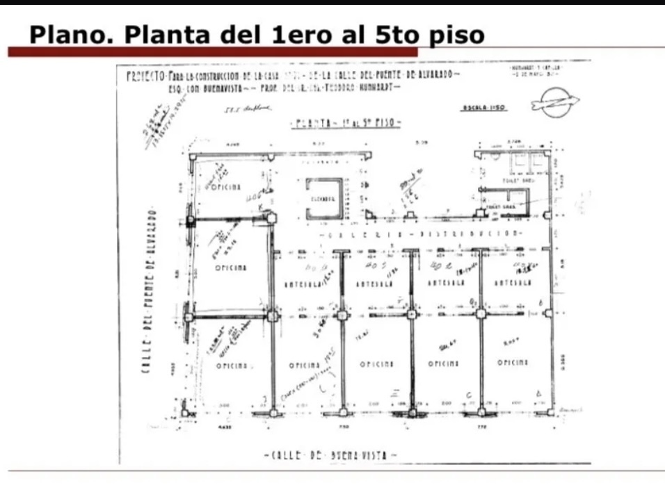 3 de 4: Plano primero al 5to. piso