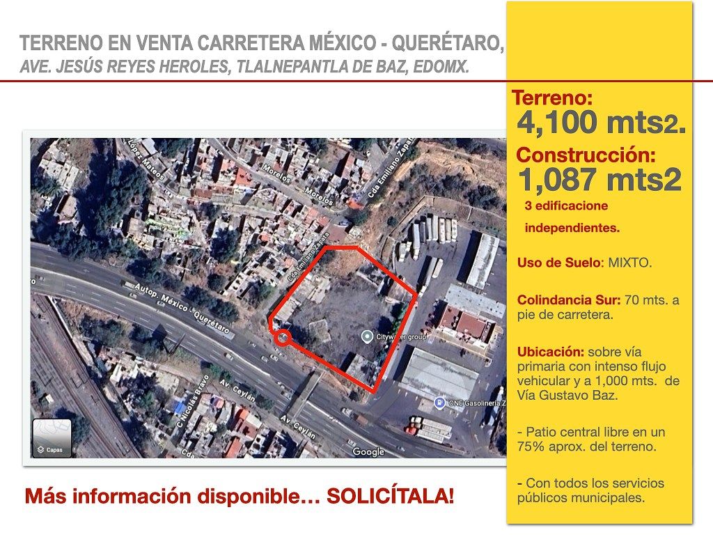 Terreno en Venta en Tlalnepantla, a pie de Carretera, foto 1 de 1