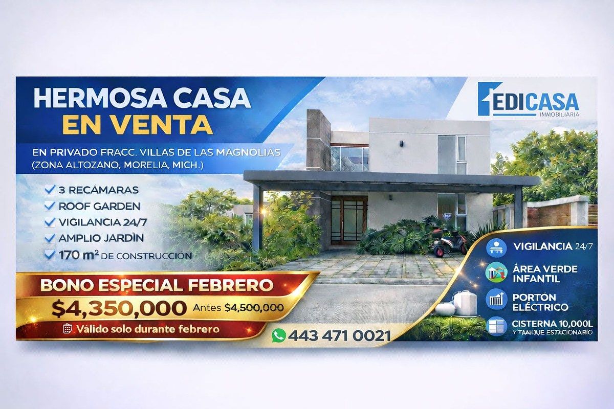 Casa en Fracc las Magnolias Morelia por Glorieta del Papa Altozan