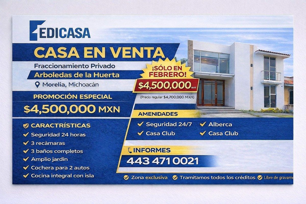 Casa en Venta Arboledas de la Huerta Morelia Mich. $4'700,000