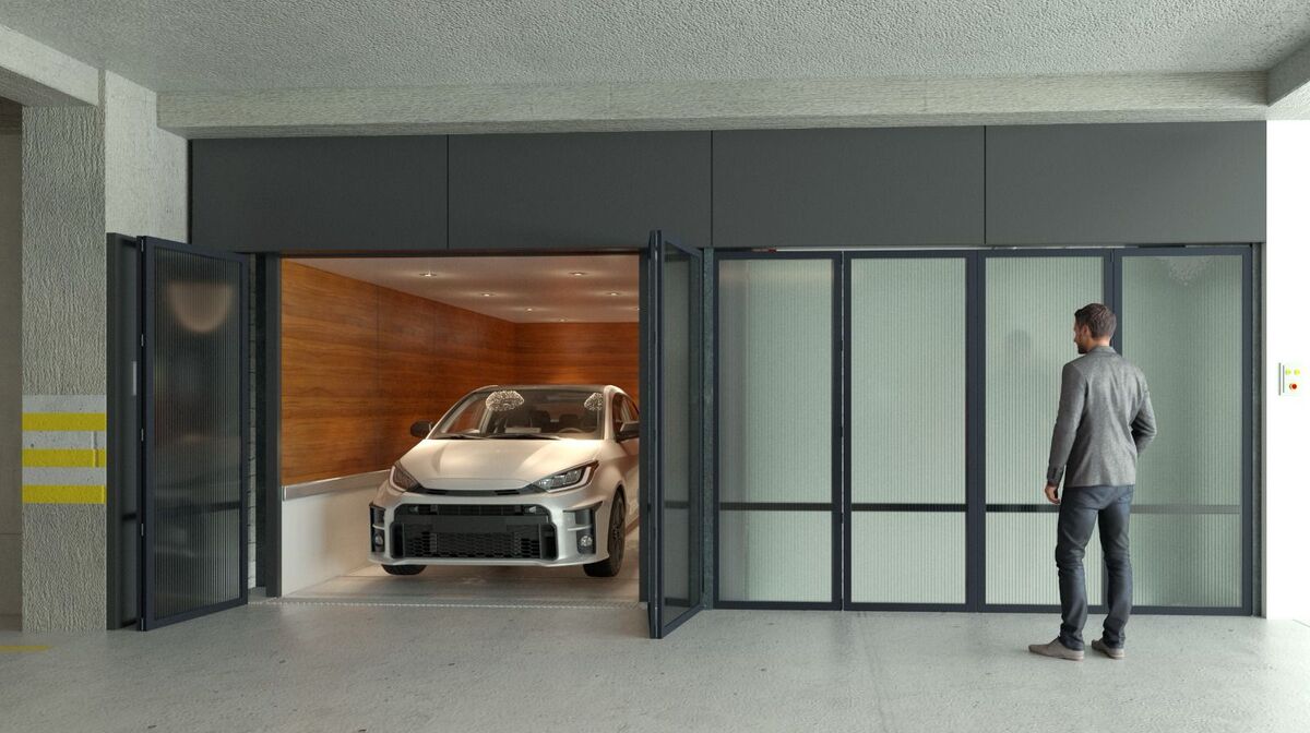 17 de 18: Render de elevador para autos.