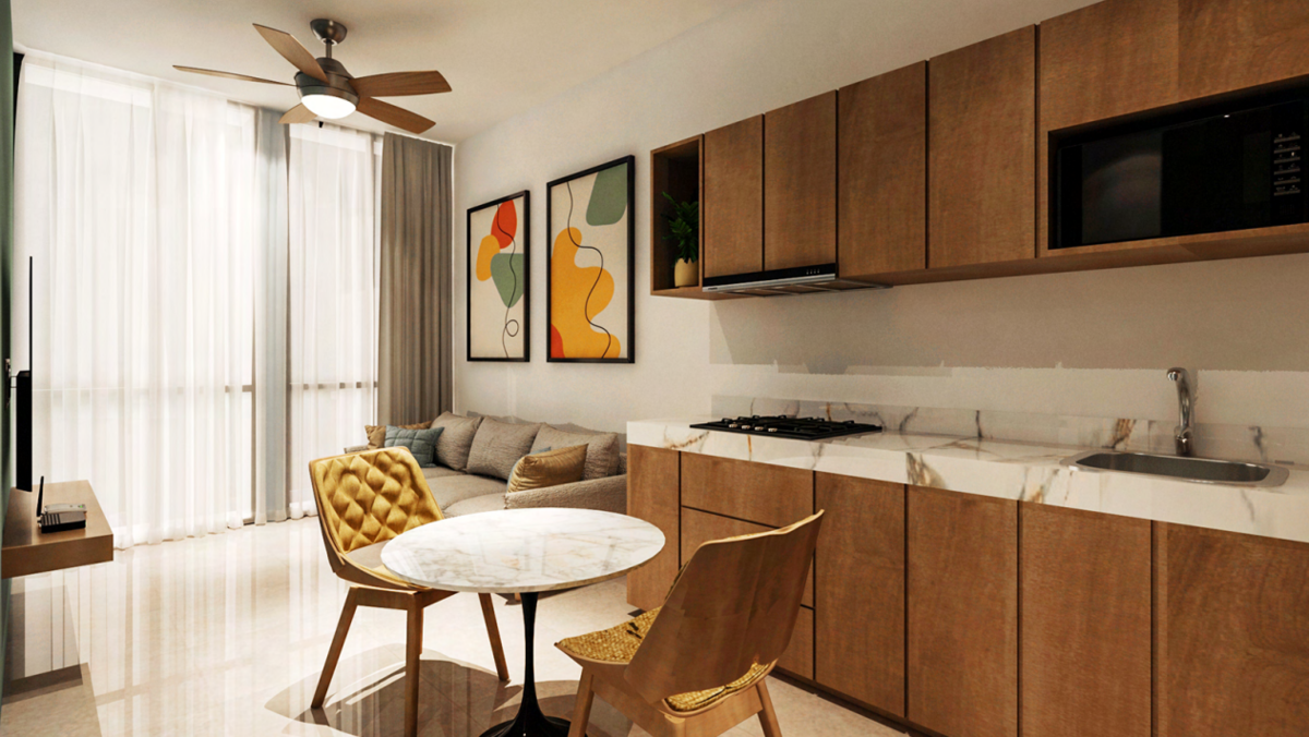 3 de 6: Sala, Comedor y Cocina