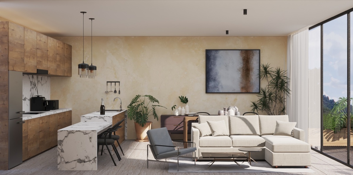 2 de 12: Sala, Comedor y Cocina