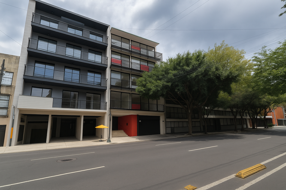 1 de 22: Fachada del desarrollo (edificio de la izquierda)