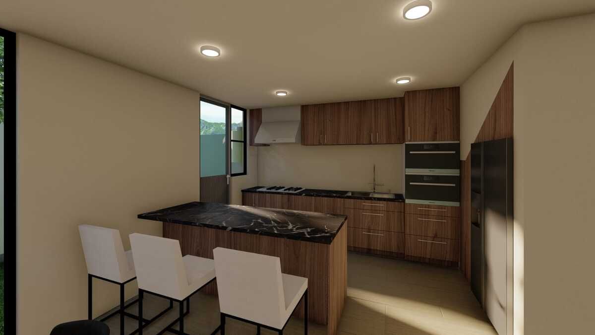 6 de 44: Cocina equipada en granito con isla y torre de hornos