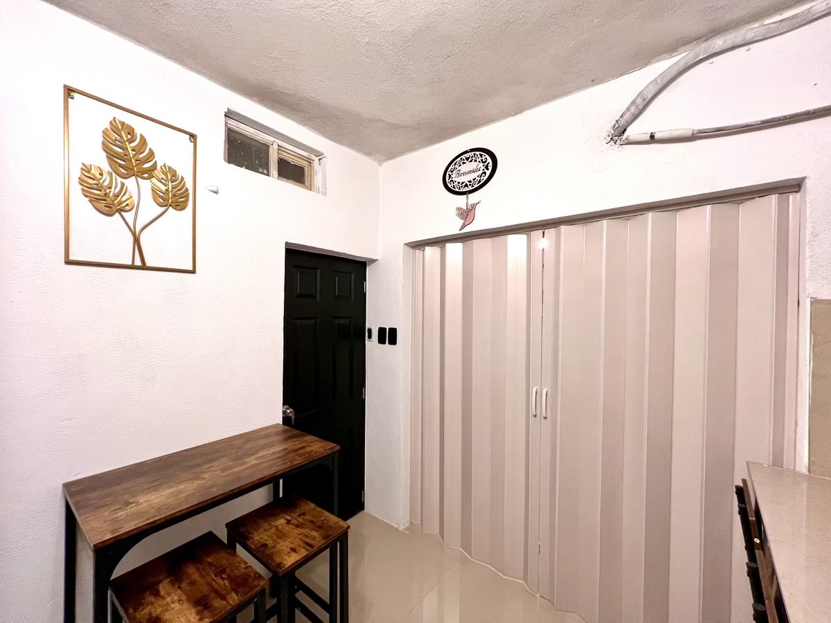 7 de 9: Vista de Cocina hacia recamara con puerta de privacidad
