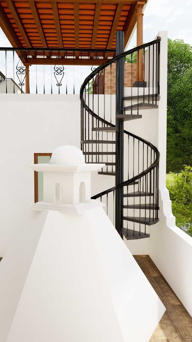 6 de 7: patio con escaleras hacia la pergola