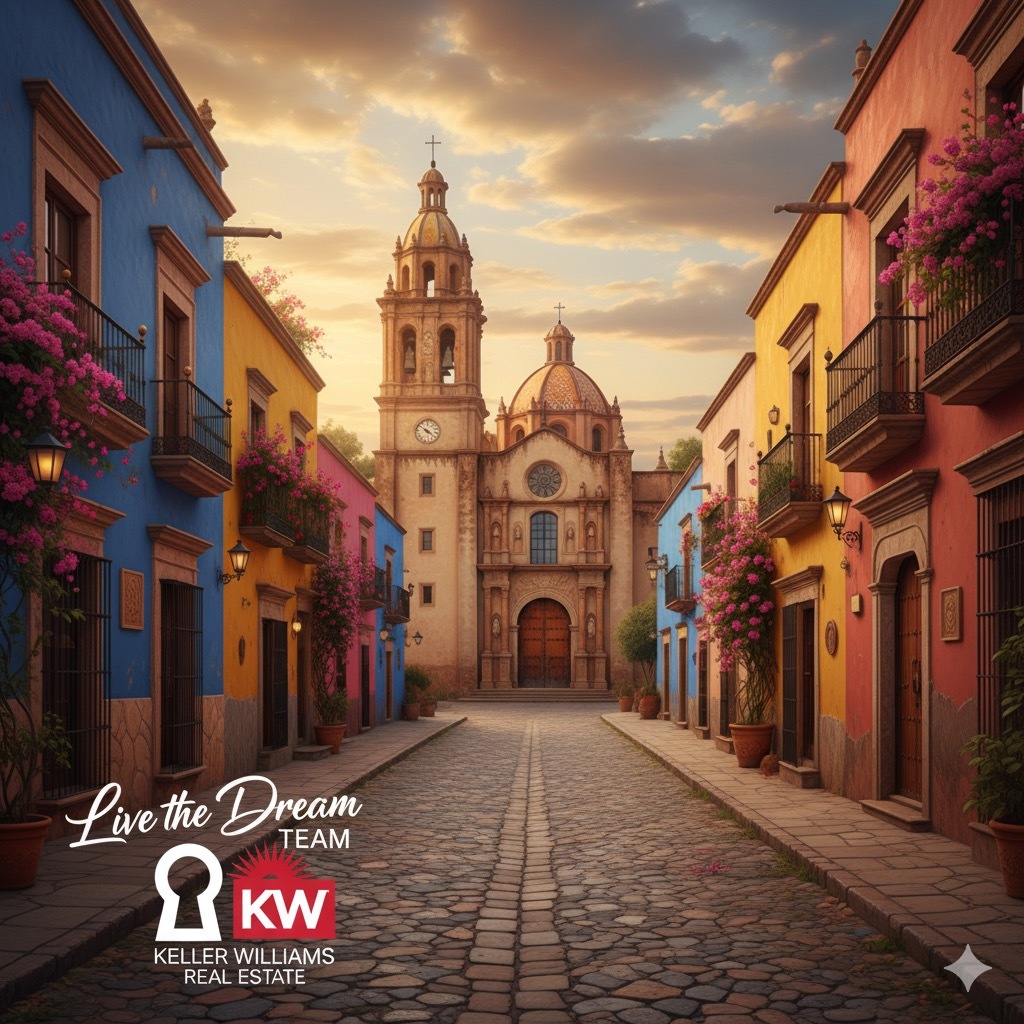 21 of 22: San Miguel Allende cobblestone street, colorful colonial