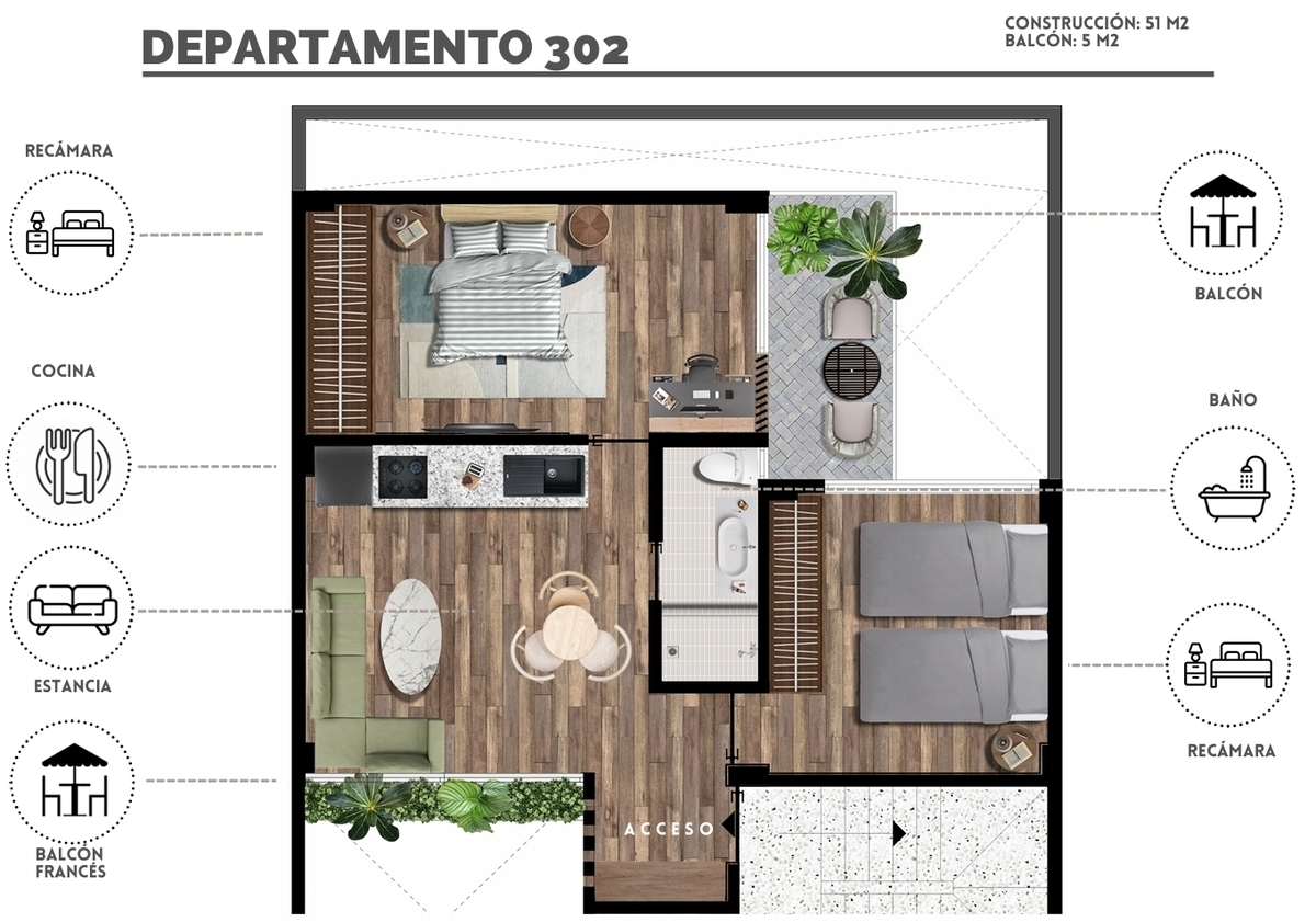 3 of 13: Distribución proyectada de depa. BALCON ajustado a rec. 2