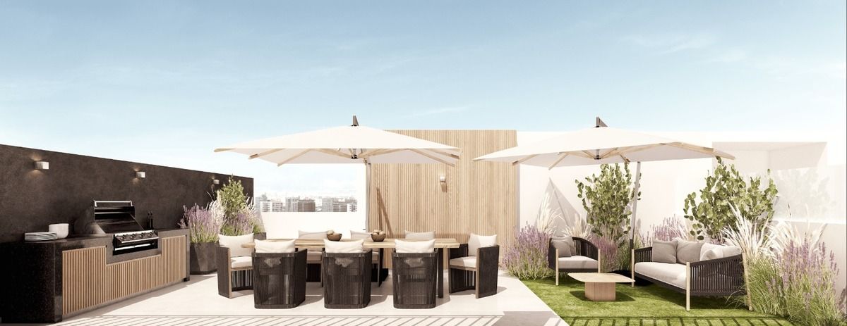 4 de 8: Terraza y Zona de Parrilla en área social del edificio