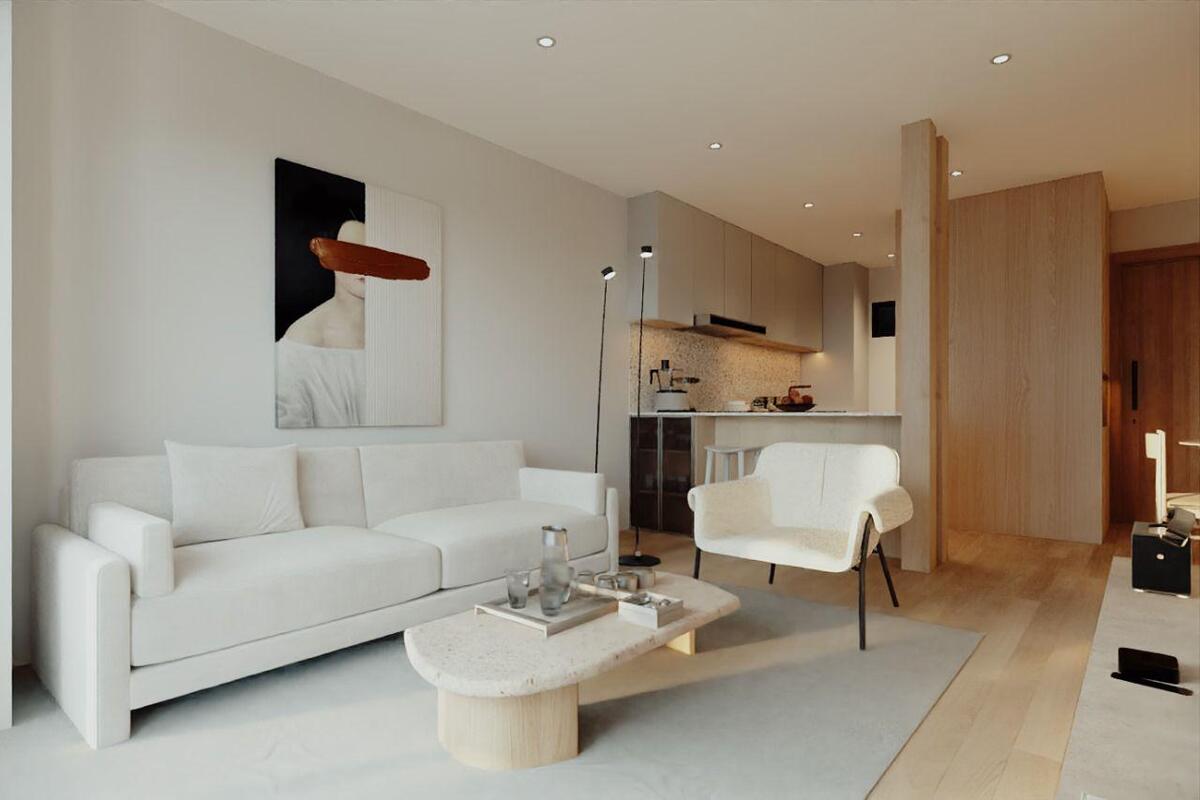 8 of 14: Acabados y mobiliario versátil y entonos suaves.