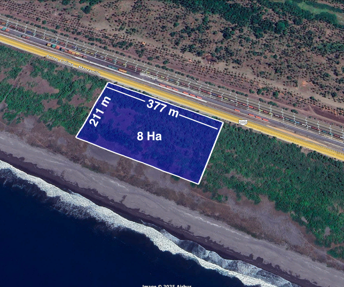 Terreno en Venta de 8 Ha Sobre Autopista Manzanillo Colima con Frente a la Playa