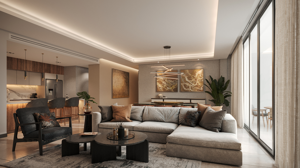 2 of 3: Sala, Comedor y Cocina