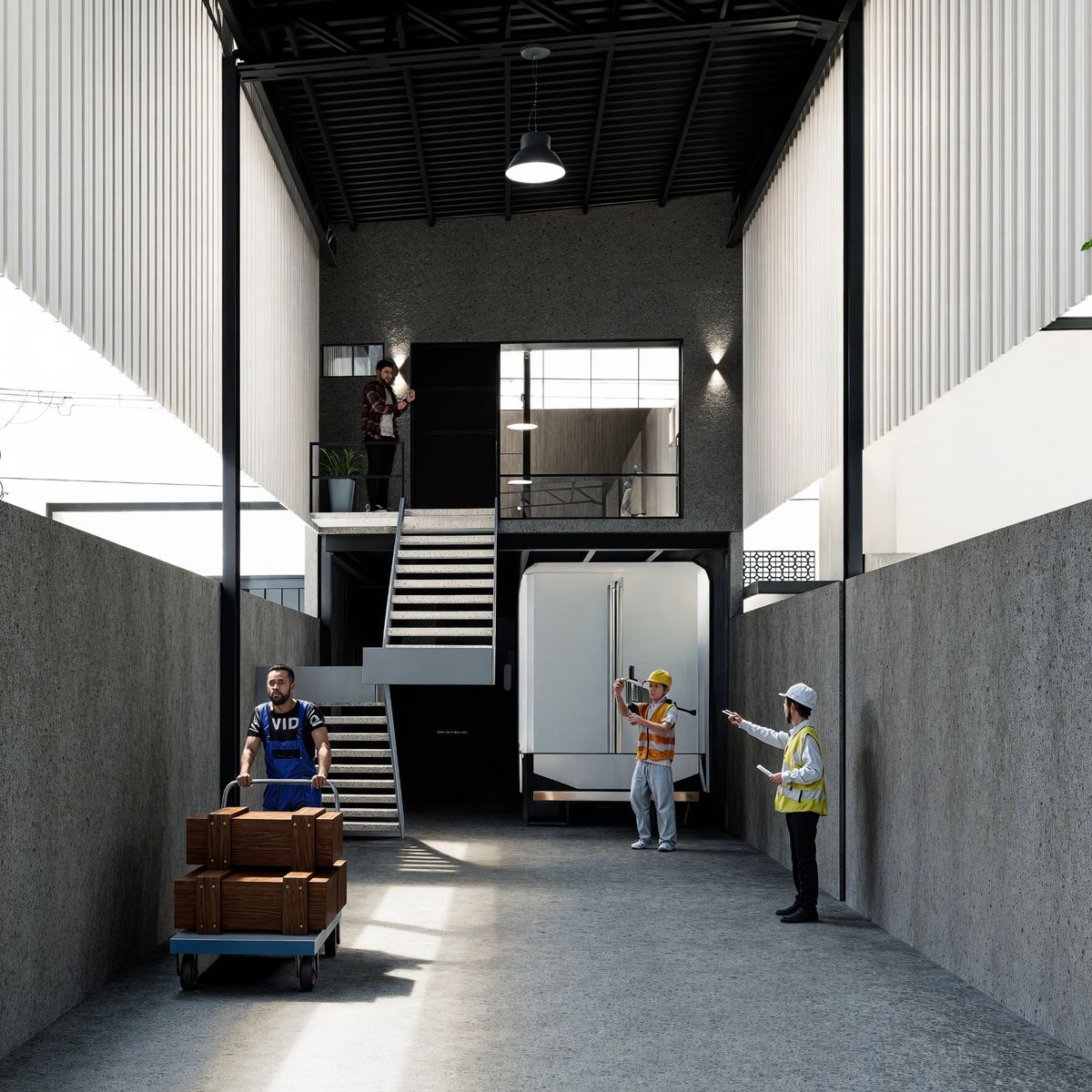 3 of 4: Área de bodega y vista de oficinas