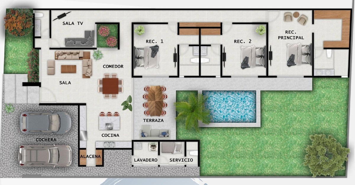 2 de 6: Plano de la distribución de la casa