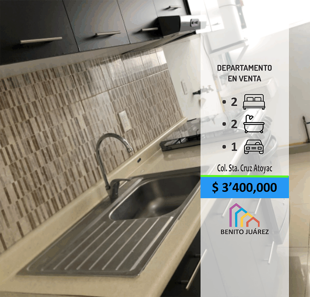 Departamento en Venta Col. Sta. Cruz Atoyac., foto 1 de 16