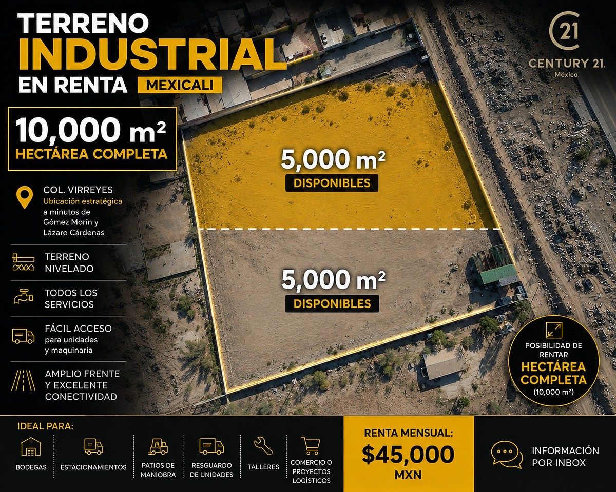 COMMERCIAL LAND FOR RENT IN MEXICALI, photo 1 of 9