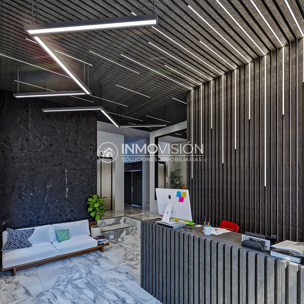 47 de 50: Render de recepción del edificio.