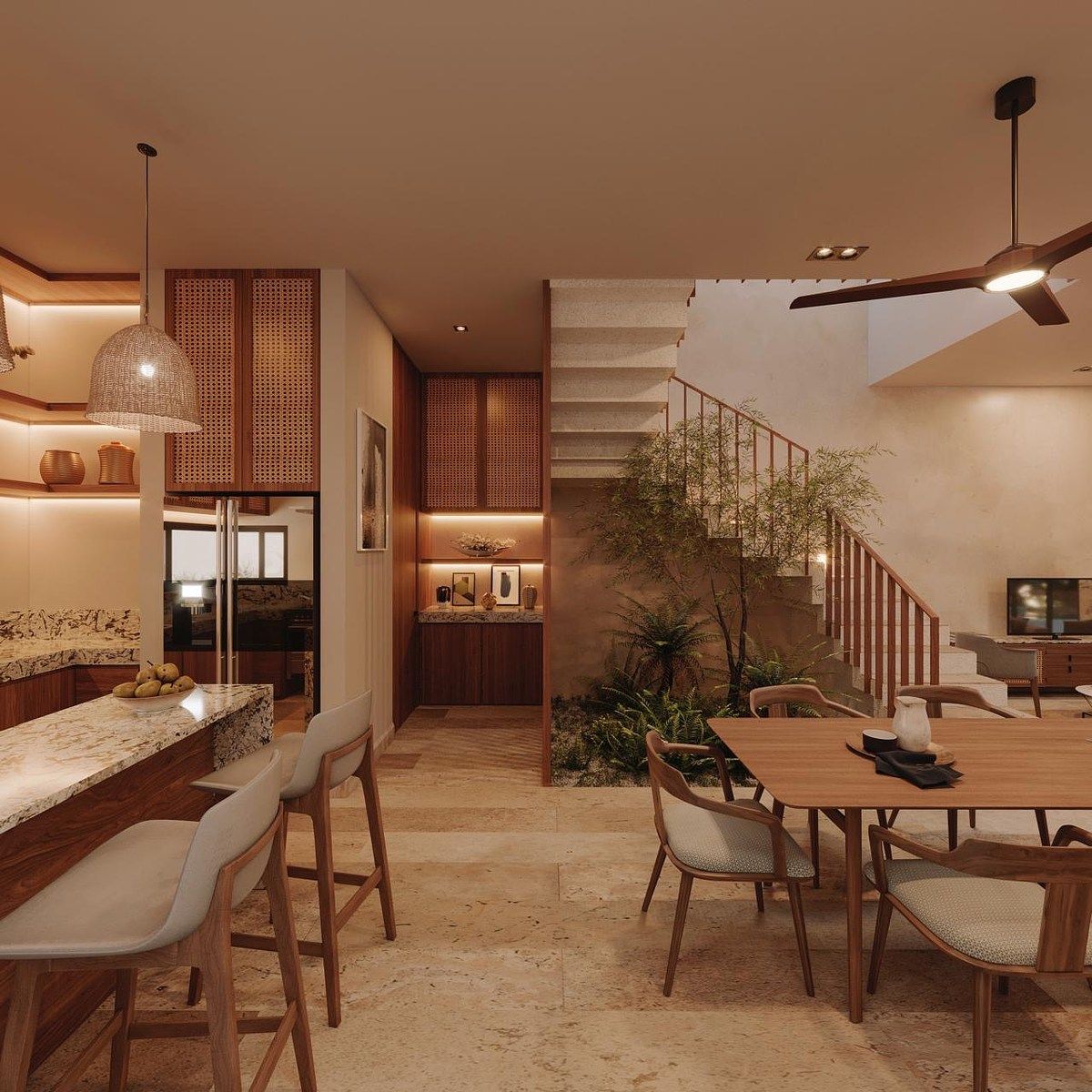 3 of 9: Vista desde entrada principal, cocina a la izquierda