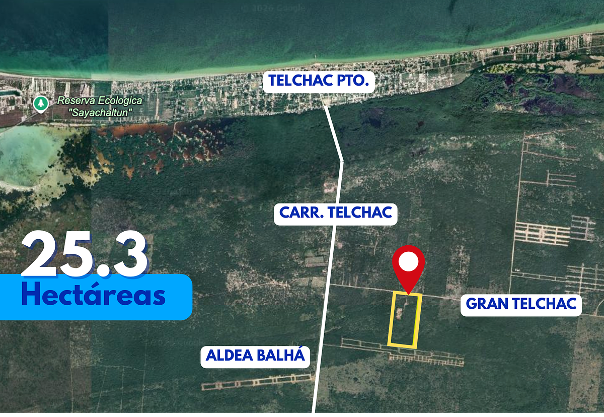 Terreno de 25.4 Hectáreas para Desarrollar | TELCHAC PUERTO - foto 1