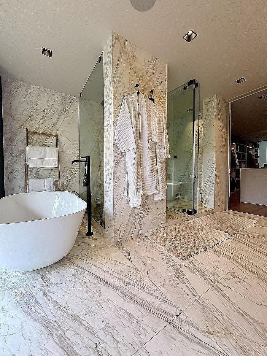 14 de 32: baño principal con tina con elegantes detalles