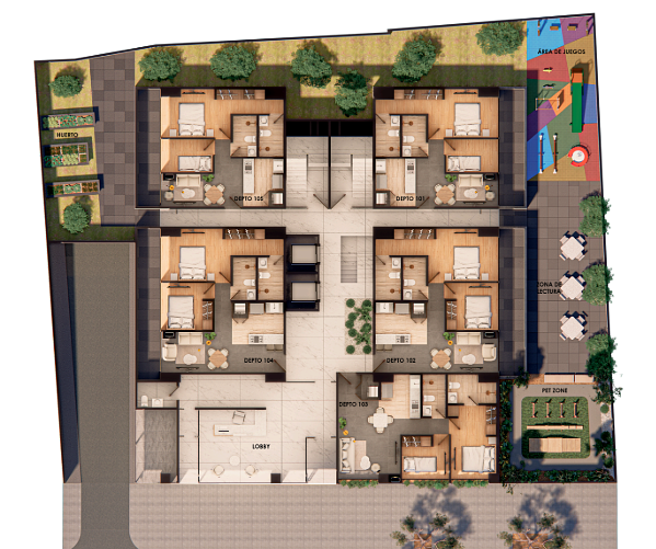 12 de 12: Amenidades y Departamentos Primer Piso